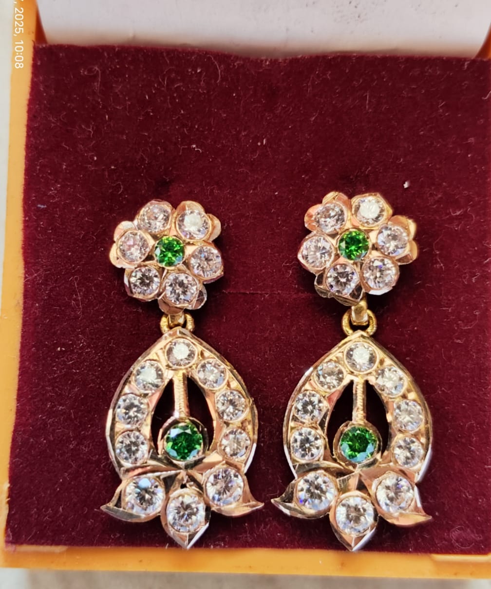 Green Stone Drop Earrings